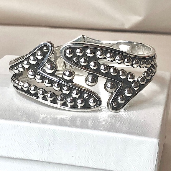 TAXCO Sterling Silver Hinge Bangle Cuff Art Deco Style MINT CONDITION - Picture 6 of 17